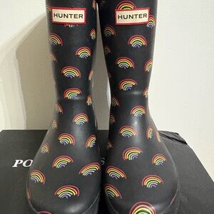 Hunter Black Boots with Rainbow Design